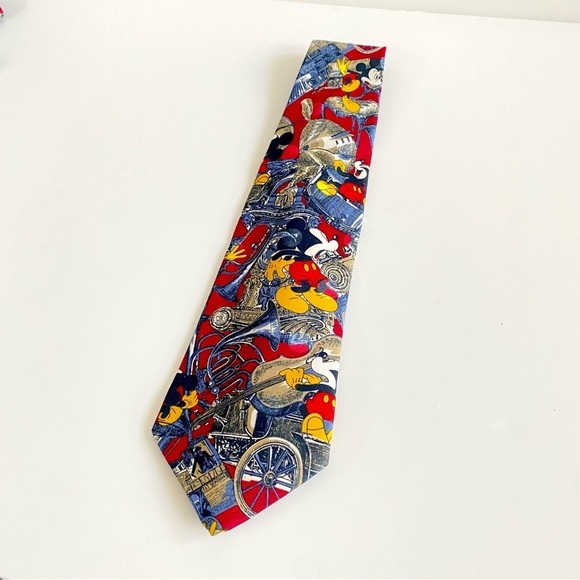 Vintage Disney Mickey Unlimited Men's Neck Tie Made In Italy Mickey Mouse - Picture 3 of 11